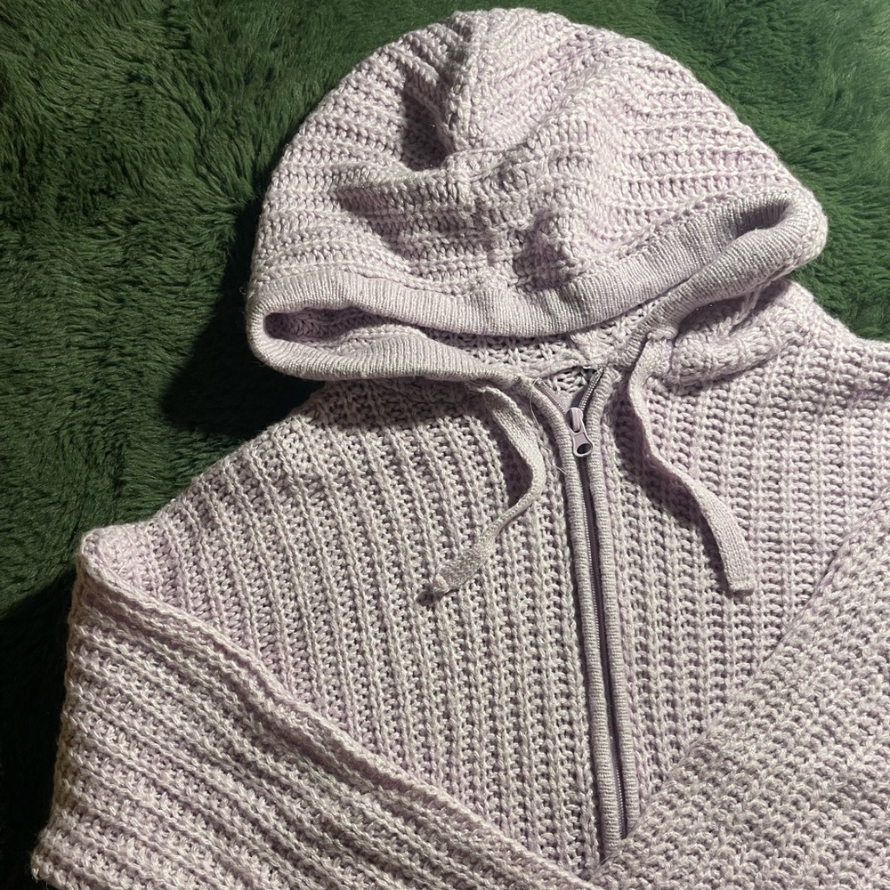 Lavender Hooded Knit Sweater